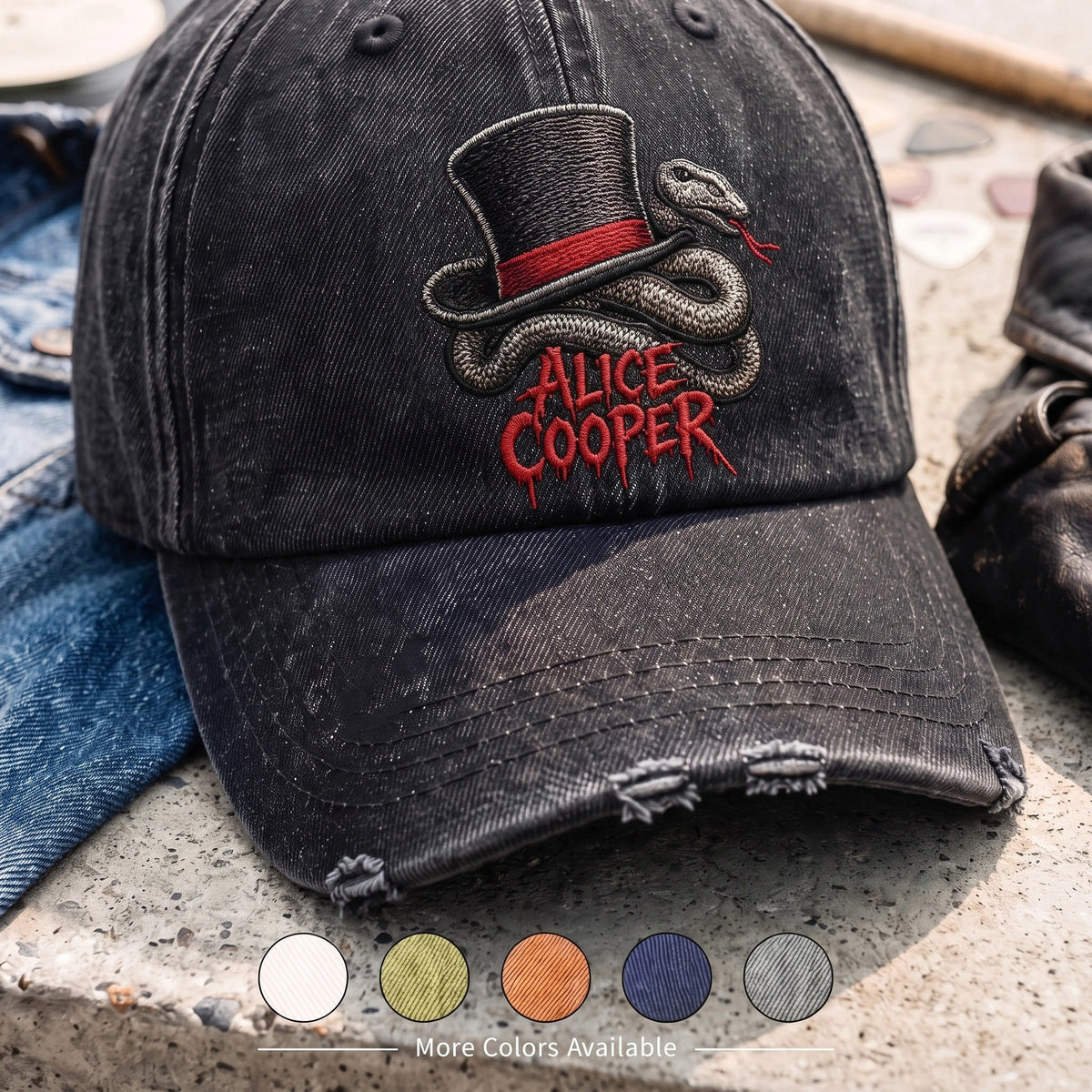 ACO Snake Top Hat Denim Cap