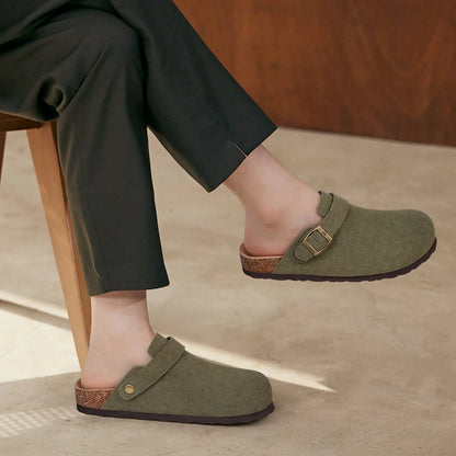 Kidmi New Cow Suede Women's Potato Shoes With Adjustable Strap Cork Insole Mules Outdoor Unisex Clogs Slippers With Arch Support