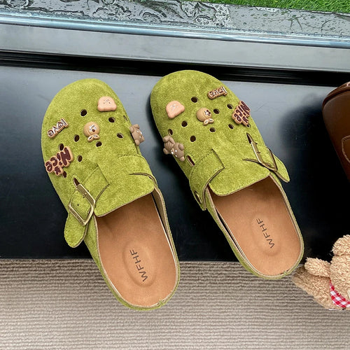New Women Suede Clogs Slippers Soft Insole Sandals with Arch Support Shoes Outdoor Beach Suede Clogs Slippers Women Sandals
