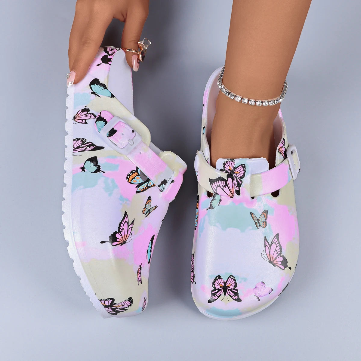 Women Indoor Slippers Mule Clogs Buttery Printing Nurse Shoes Soft EVA Waterproof House Slippers Casual Anti-Slip Clogs